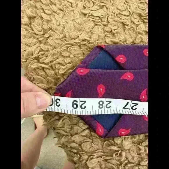 LORD JOHN Neck Tie Mens Purple Paisley  Made in England Vintage - Picture 5 of 6